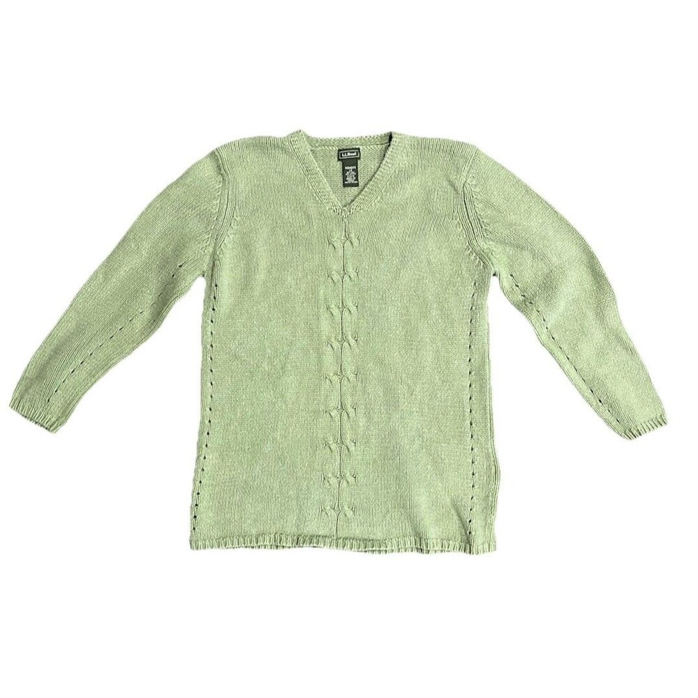 LL Bean Womens 80/20 Silk/cotton Knit Sweater Pea Green Size Medium